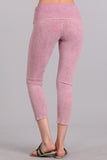 Chatoyant Mineral Wash Fold Over Waist CaprisRose Pink