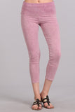 Chatoyant Mineral Wash Fold Over Waist CaprisRose Pink