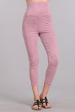 Chatoyant Mineral Wash Fold Over Waist CaprisRose Pink