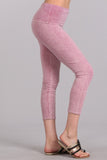 Chatoyant Mineral Wash Fold Over Waist CaprisRose Pink