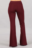 Chatoyant Flared Bell Pants With Frayed Fringe Burgundy