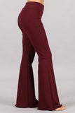 Chatoyant Flared Bell Pants With Frayed Fringe Burgundy