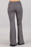 Chatoyant Flared Bell Pants With Frayed Fringe Grey