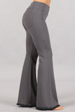 Chatoyant Flared Bell Pants With Frayed Fringe Grey