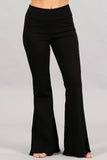 Chatoyant Flared Bell Pants With Frayed Fringe Black