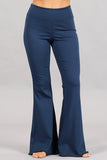 Chatoyant Flared Bell Pants With Frayed Fringe Denim Blue