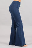 Chatoyant Flared Bell Pants With Frayed Fringe Denim Blue