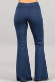 Chatoyant Flared Bell Pants With Frayed Fringe Denim Blue