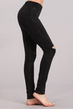 Chatoyant Knee Slit Leggings Black