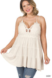 Plus Size Crochet Ruffled Lace Cami Tunic