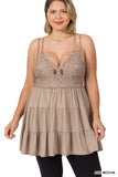 Plus Size Crochet Ruffled Lace Cami Tunic