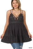 Plus Size Crochet Ruffled Lace Cami Tunic