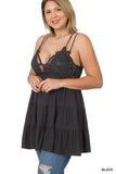 Plus Size Crochet Ruffled Lace Cami Tunic