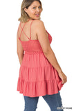 Plus Size Crochet Ruffled Lace Cami Tunic