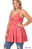 Plus Size Crochet Ruffled Lace Cami Tunic
