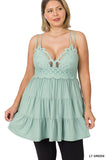 Plus Size Crochet Ruffled Lace Cami Tunic