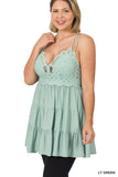 Plus Size Crochet Ruffled Lace Cami Tunic