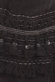 Chatoyant Mineral Washed Bell Bottoms with Fringed Crochet Lace Black