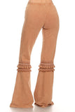 Chatoyant Mineral Washed Bell Bottoms with Fringed Crochet Lace Camel