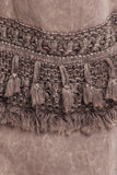 Chatoyant Mineral Washed Bell Bottoms with Fringed Crochet Lace Desert Taupe