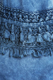 Chatoyant Mineral Washed Bell Bottoms with Fringed Crochet Lace Lt. Denim