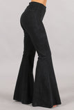 Chatoyant Mineral Wash Seam Detail Bell Bottoms Black