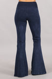 Chatoyant Mineral Wash Seam Detail Bell Bottoms Electric Blue