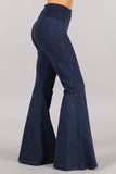 Chatoyant Mineral Wash Seam Detail Bell Bottoms Electric Blue