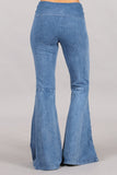 Chatoyant Mineral Wash Seam Detail Bell Bottoms Lt. Denim