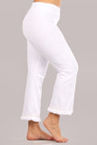 Chatoyant Plus Size Mineral Wash Ankle Length Crochet Fringe White