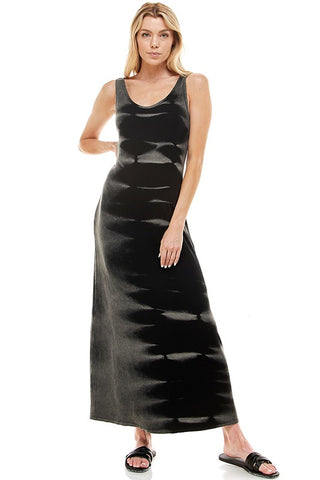 T-Party Black and Grey Tie Dye Racerback Maxi Dress