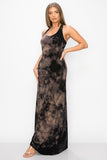 T-Party Black and Taupe Tie Dye Racerback Maxi Dress