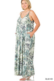 Plus Size French Terry Tie Dye V-Neck Cami Maxi Dress 2 Colors