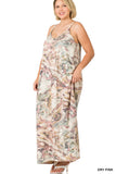 Plus Size French Terry Tie Dye V-Neck Cami Maxi Dress 2 Colors
