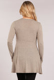 Chatoyant Fabulous Faux Wrap V-neck Tunic Top Taupe Brown