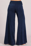 Chatoyant Mineral Wash Wide Leg Palazzo Pants Electric Blue