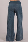 Chatoyant Mineral Wash Wide Leg Palazzo Pants Blue Gray
