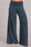 Chatoyant Mineral Wash Wide Leg Palazzo Pants Blue Gray