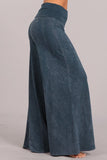 Chatoyant Mineral Wash Wide Leg Palazzo Pants Blue Gray