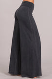 Chatoyant Mineral Wash Wide Leg Palazzo Pants Dark Ash Gray