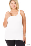 Plus Size Ribbed Tank Top White
