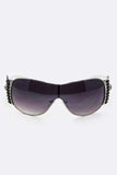 Designer Inspired Austrian Crystal Ornate Shield Sunglasses