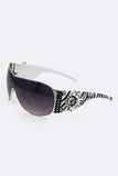 Designer Inspired Austrian Crystal Ornate Shield Sunglasses