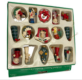 Vintage 15 Pc. Hand Painted Wooden Ornaments