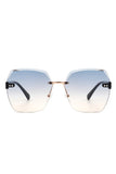 Oversize Square Geometric Rimless Sunglasses