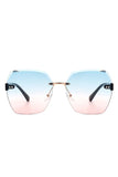 Oversize Square Geometric Rimless Sunglasses