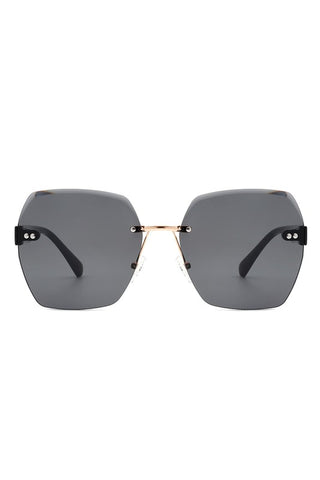 Oversize Square Geometric Rimless Sunglasses