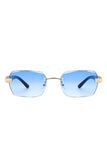 Designer Inspired Rectangle Retro Rimless Tinted Square Sunglasses