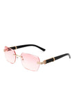 Designer Inspired Rectangle Retro Rimless Tinted Square Sunglasses