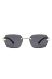 Designer Inspired Rectangle Retro Rimless Tinted Square Sunglasses